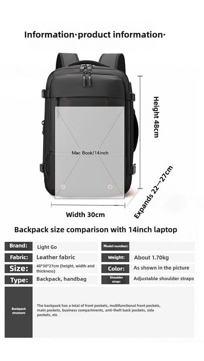 Vacuum Compression Mens Backpack Expandable Large Capacity Multi functional Laptop Bag Short Trip Travel Hiking Pack Ai-TechWorld