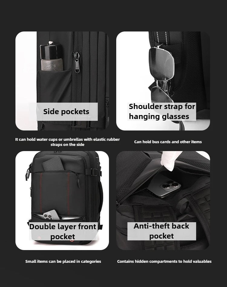 Vacuum Compression Mens Backpack Expandable Large Capacity Multi functional Laptop Bag Short Trip Travel Hiking Pack - Ai - TechWorld