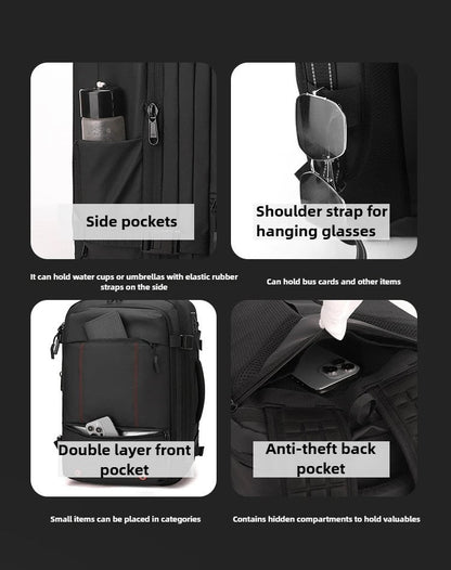 Vacuum Compression Mens Backpack Expandable Large Capacity Multi functional Laptop Bag Short Trip Travel Hiking Pack - Ai - TechWorld