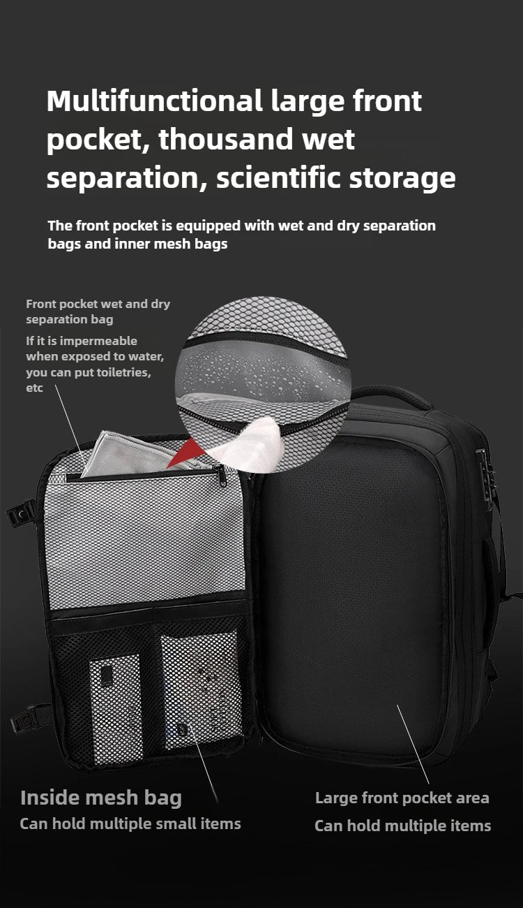 Vacuum Compression Mens Backpack Expandable Large Capacity Multi functional Laptop Bag Short Trip Travel Hiking Pack - Ai - TechWorld
