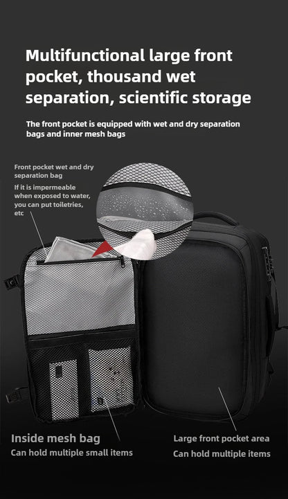 Vacuum Compression Mens Backpack Expandable Large Capacity Multi functional Laptop Bag Short Trip Travel Hiking Pack - Ai - TechWorld
