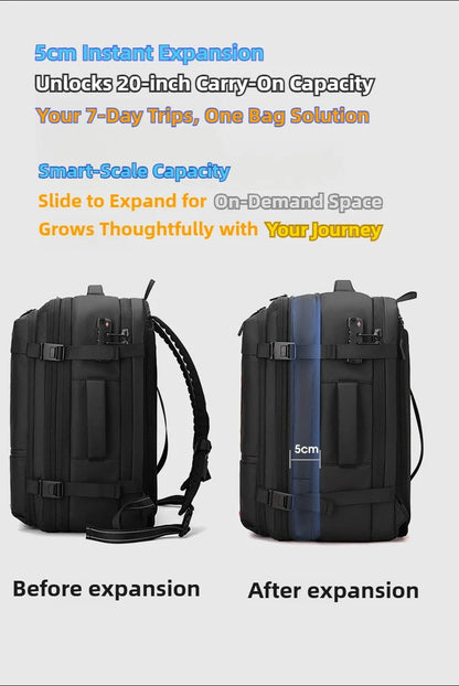 Vacuum Compression Mens Backpack Expandable Large Capacity Multi functional Laptop Bag Short Trip Travel Hiking Pack - Ai - TechWorld