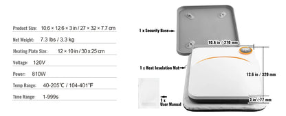 VEVOR 9x9/12x10 in Portable Heat Press Machine DIY Shirt Printing Multifunctional Sublimation Transfer for HTV Vinyl T-shirt Bag Ai-TechWorld