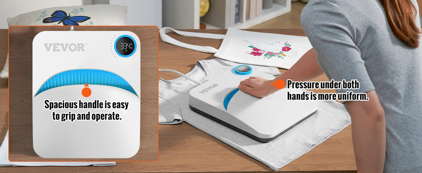 VEVOR 9x9/12x10 in Portable Heat Press Machine DIY Shirt Printing Multifunctional Sublimation Transfer for HTV Vinyl T-shirt Bag Ai-TechWorld
