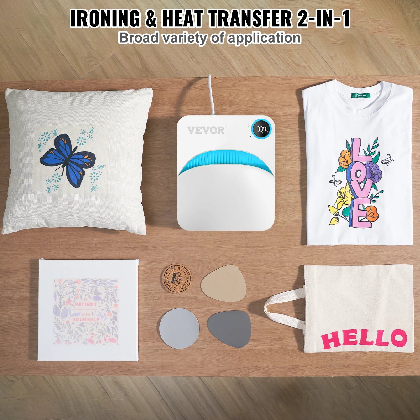 VEVOR 9x9/12x10 in Portable Heat Press Machine DIY Shirt Printing Multifunctional Sublimation Transfer for HTV Vinyl T-shirt Bag Ai-TechWorld