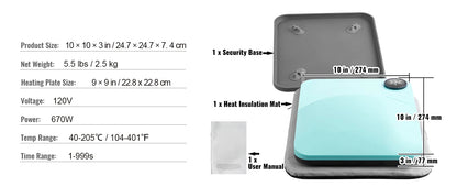 VEVOR 9x9/12x10 in Portable Heat Press Machine DIY Shirt Printing Multifunctional Sublimation Transfer for HTV Vinyl T-shirt Bag Ai-TechWorld