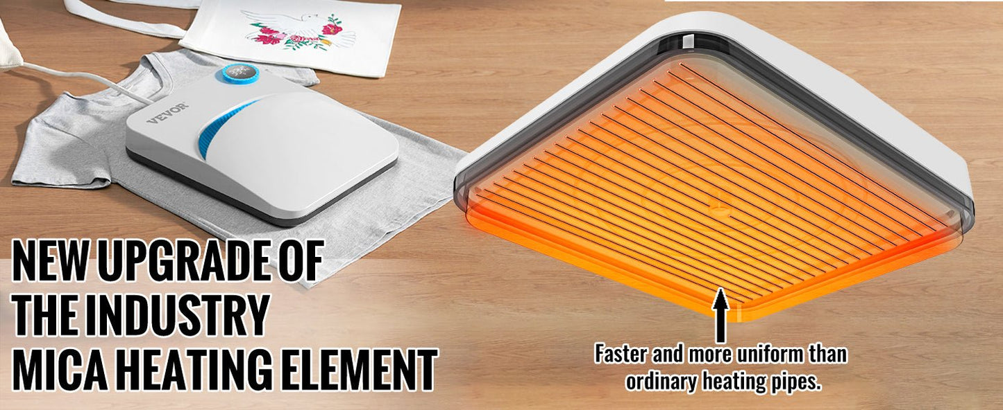 VEVOR 9x9/12x10 in Portable Heat Press Machine DIY Shirt Printing Multifunctional Sublimation Transfer for HTV Vinyl T-shirt Bag - Ai - TechWorld