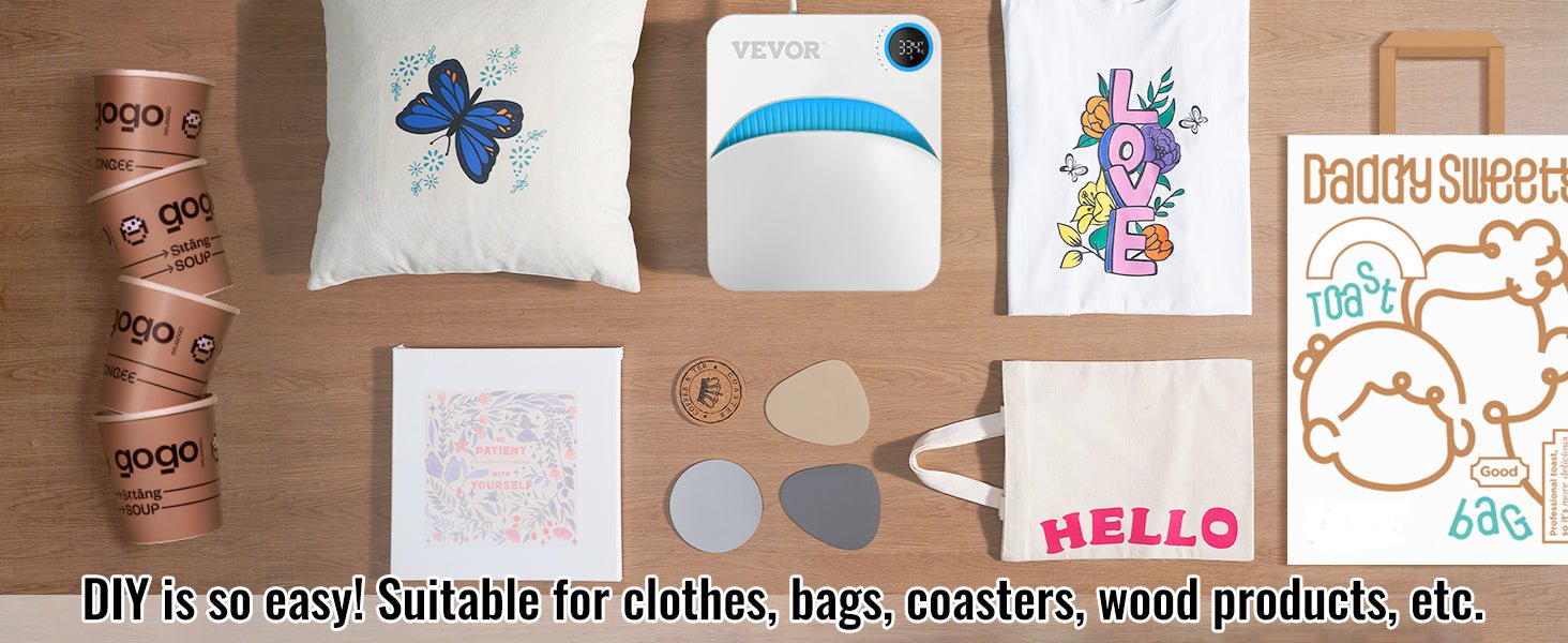 VEVOR 9x9/12x10 in Portable Heat Press Machine DIY Shirt Printing Multifunctional Sublimation Transfer for HTV Vinyl T-shirt Bag Ai-TechWorld