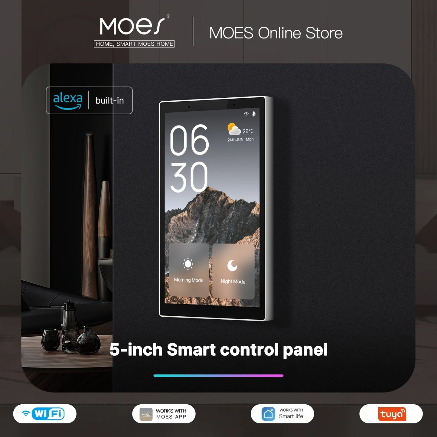 5" Touch Screen Alexa Gateway Control Panel - WiFi Smart, ZigBee, Voice & Scene Control Ai-TechWorld