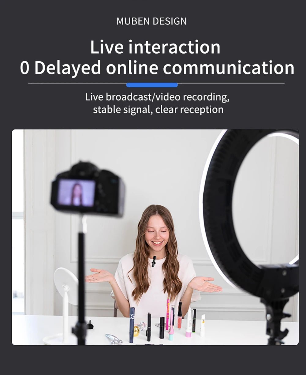 Wireless Lavalier Microphone Audio Video Recording Mini Microphone for iPhone Android Phone Live Broadcast Gaming Mic Portable Ai-TechWorld