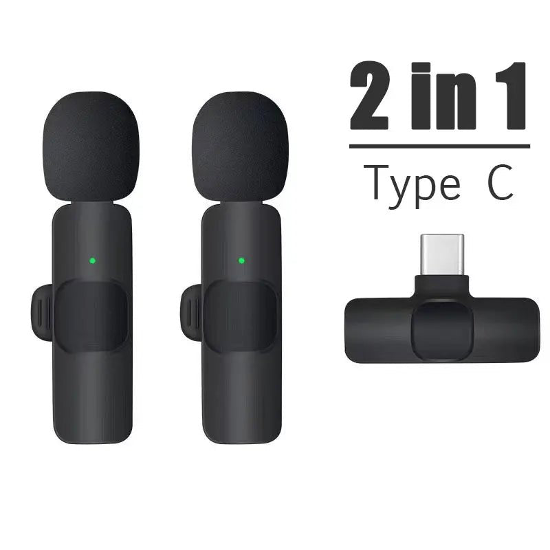 Wireless Lavalier Microphone Audio Video Recording Mini Microphone for iPhone Android Phone Live Broadcast Gaming Mic Portable Ai-TechWorld