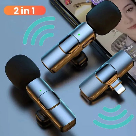 Wireless Lavalier Microphone Audio Video Recording Mini Microphone for iPhone Android Phone Live Broadcast Gaming Mic Portable Ai-TechWorld