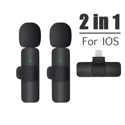 Wireless Lavalier Microphone Audio Video Recording Mini Microphone for iPhone Android Phone Live Broadcast Gaming Mic Portable Ai-TechWorld