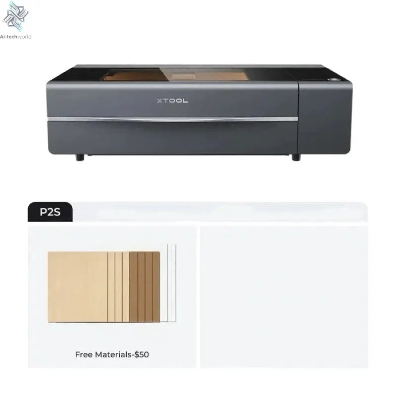 xTool P2S 55W CO2 Laser Cutter Laser Engraver Machine, Smart Dual 16MP Cameras, 3D Curved Cylinder Engraving, Wood Metal Acrylic - Ai-TechWorld