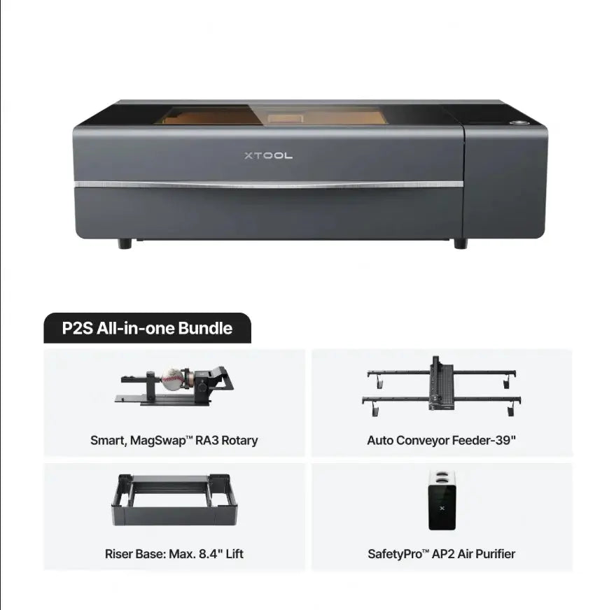 xTool P2S 55W CO2 Laser Cutter Laser Engraver Machine, Smart Dual 16MP Cameras, 3D Curved Cylinder Engraving, Wood Metal Acrylic - Ai-TechWorld
