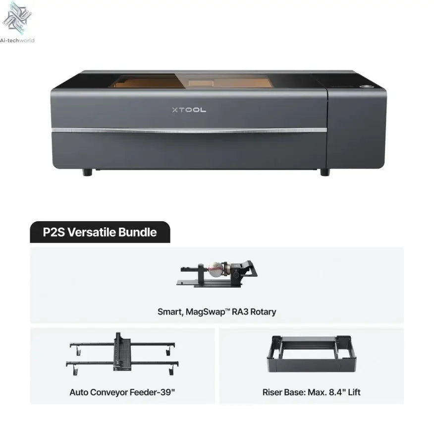 xTool P2S 55W CO2 Laser Cutter Laser Engraver Machine, Smart Dual 16MP Cameras, 3D Curved Cylinder Engraving, Wood Metal Acrylic - Ai-TechWorld
