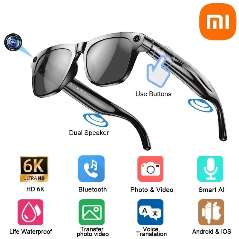 Xiaomi 6K HD AI Smart Camera Glasses 100MP 260mAh Long - lasting Battery Voice Assistant Control Music Calling Sport Smart Glasses - Ai - TechWorld