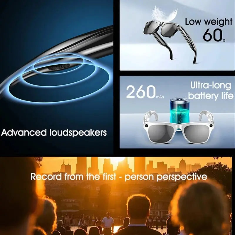 Xiaomi 6K HD AI Smart Camera Glasses 100MP 260mAh Long - lasting Battery Voice Assistant Control Music Calling Sport Smart Glasses - Ai - TechWorld