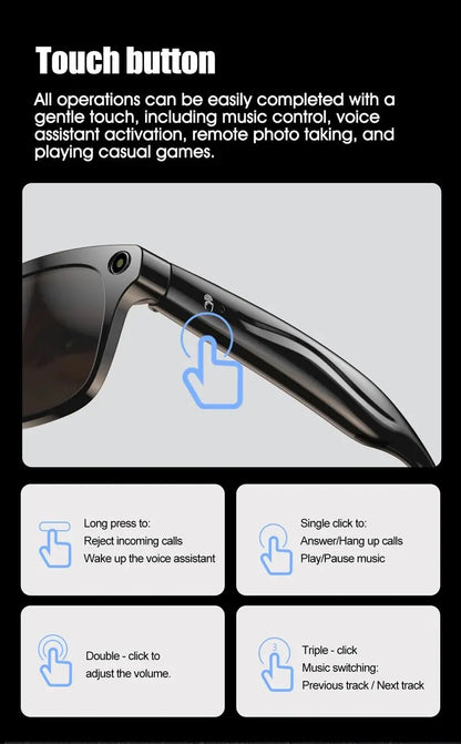 Xiaomi 6K HD AI Smart Camera Glasses 100MP 260mAh Long - lasting Battery Voice Assistant Control Music Calling Sport Smart Glasses - Ai - TechWorld