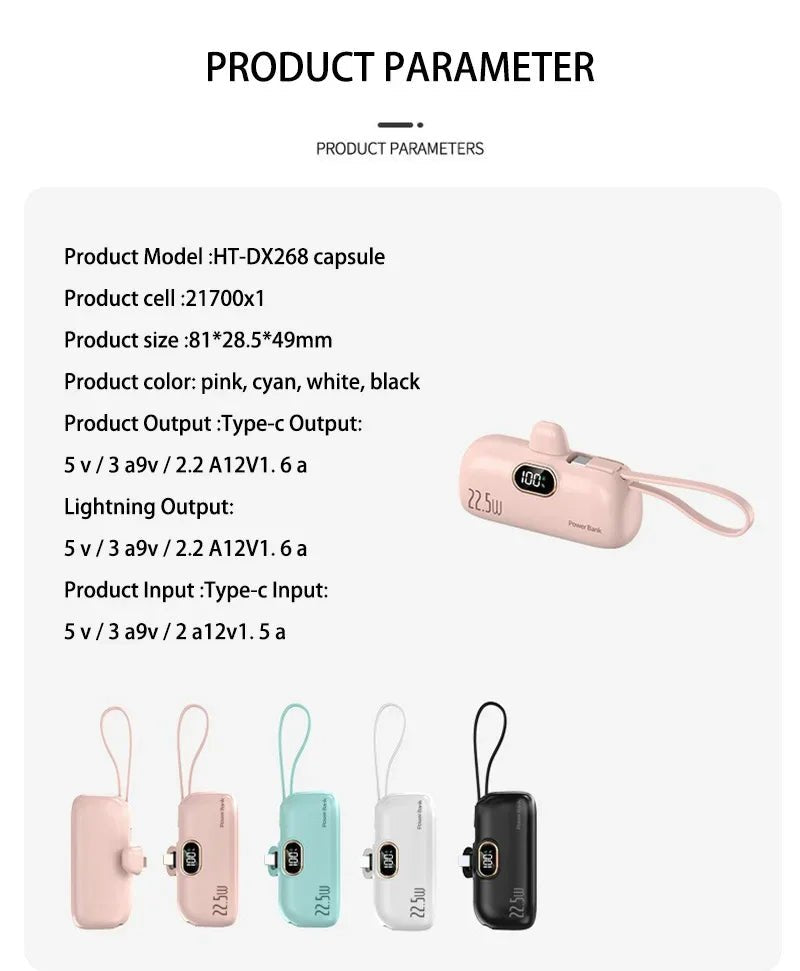 Xiaomi Mini Convenient Mobile Power Bank 30000mah Portable Fast Charging suitable for iPhone 16 15 14 Samsung External Battery - Ai - TechWorld